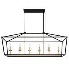 6 - Light Kitchen Island Linear Pendant 12036BK-BD