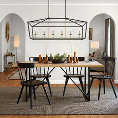 6 - Light Kitchen Island Linear Pendant 12036BK-BD