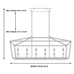 6 - Light Kitchen Island Linear 12036BK-CH