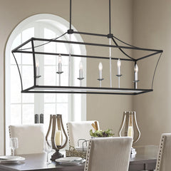 6 - Light Kitchen Island Linear Pendant 13116-BK-CH