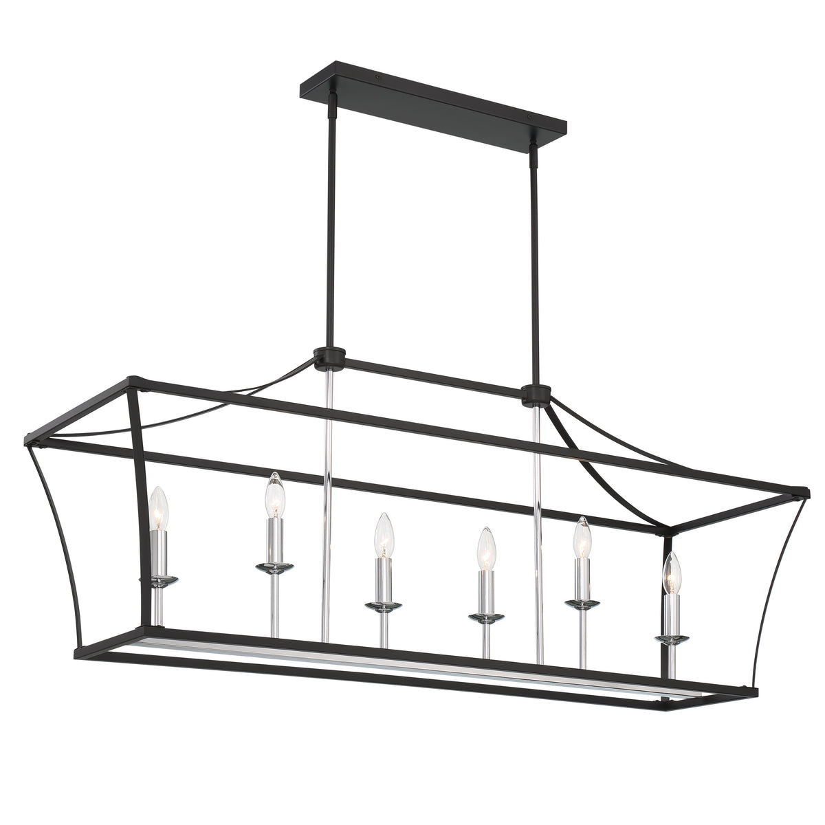 6 - Light Kitchen Island Linear Pendant 13116-BK-CH