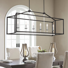 6 - Light Kitchen Island Linear Pendant 15056-BK-CH