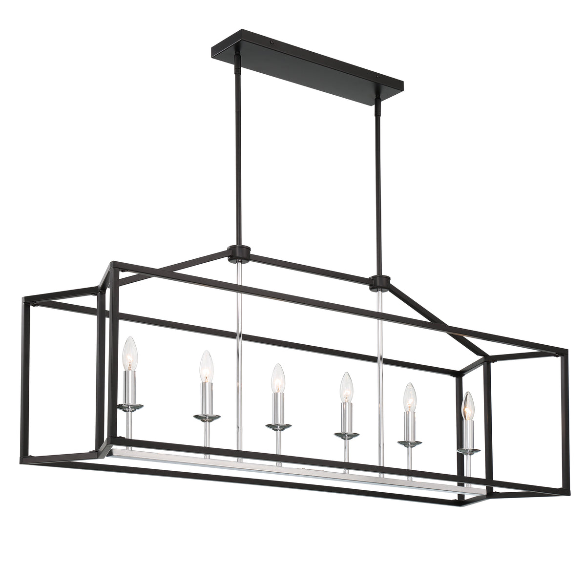 6 - Light Kitchen Island Linear Pendant 15056-BK-CH