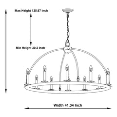 12 Light Wagon Wheel Candle Style Chandelier MLT1012BK-BD