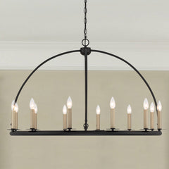 12 Light Wagon Wheel Candle Style Chandelier MLT1012BK-BD