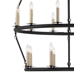 20 Light Wagon Wheel Candle Style Chandelier MLT1220BK-BD