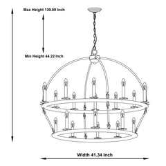 20 Light Wagon Wheel Candle Style Chandelier MLT1220BK-BD