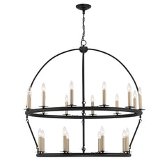 20 Light Wagon Wheel Candle Style Chandelier MLT1220BK-BD