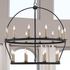 20 Light Wagon Wheel Candle Style Chandelier MLT1220BK-BD