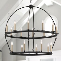 20 Light Wagon Wheel Candle Style Chandelier MLT1220BK-BD