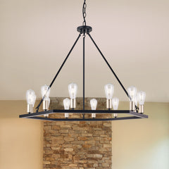 12 Light Wagon Wheel Candle Style Chandelier MLT3112LT-BD-BK