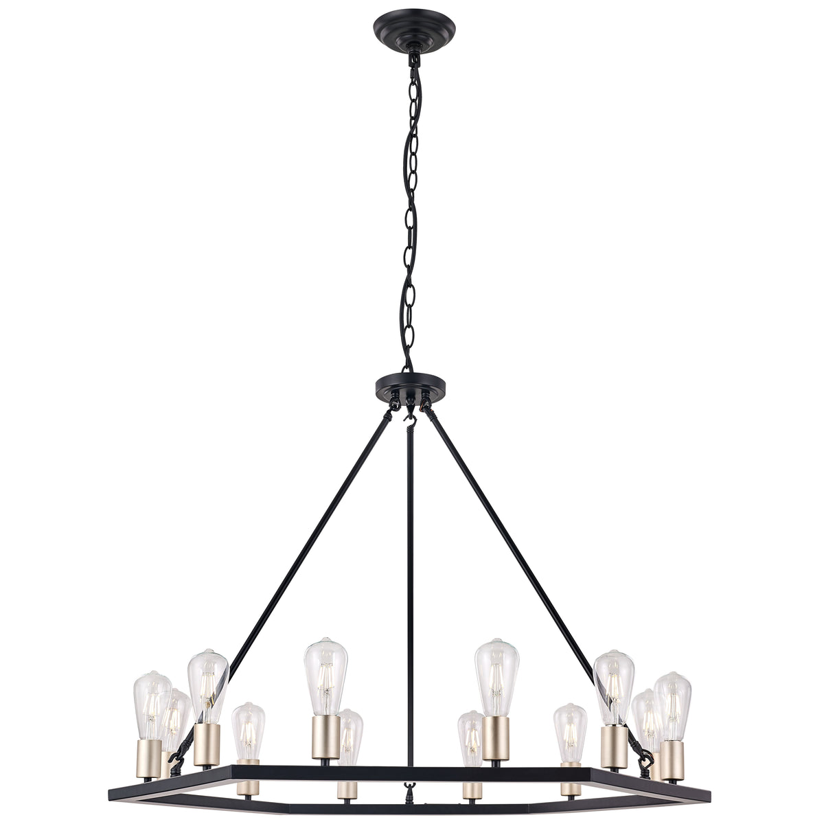 12 Light Wagon Wheel Candle Style Chandelier MLT3112LT-BD-BK