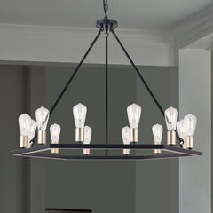 12 Light Wagon Wheel Candle Style Chandelier MLT3112LT-BD-BK