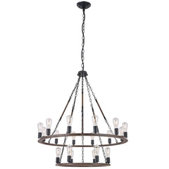 18 Light Wagon Wheel Candle Style Chandelier MLT5218LT-DW-BK