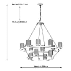 12 Light Crystal Candle Style Wagon Wheel Chandelier MLT6212DW-BK