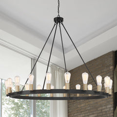 20 - Light Candle Style Wagon Wheel Chandelier MLT6220LT-BK-BD