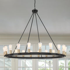 20 - Light Candle Style Wagon Wheel Chandelier MLT6220LT-BK-BD