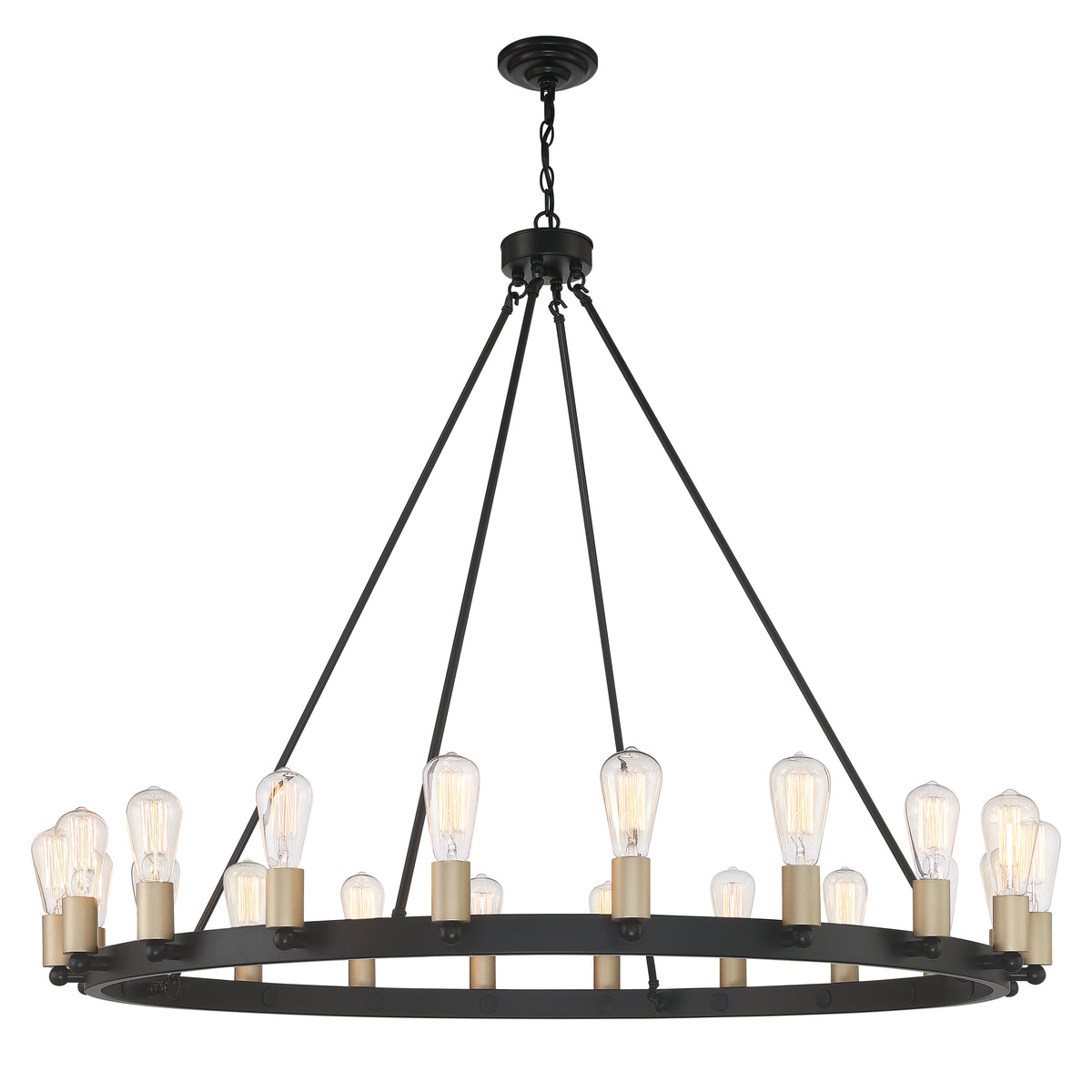 20 - Light Candle Style Wagon Wheel Chandelier MLT6220LT-BK-BD