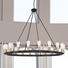 20 - Light Candle Style Wagon Wheel Chandelier MLT6220LT-BK-BD