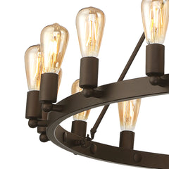 20 - Light Candle Style Wagon Wheel Chandelier MLT6220LT-ORB-BD