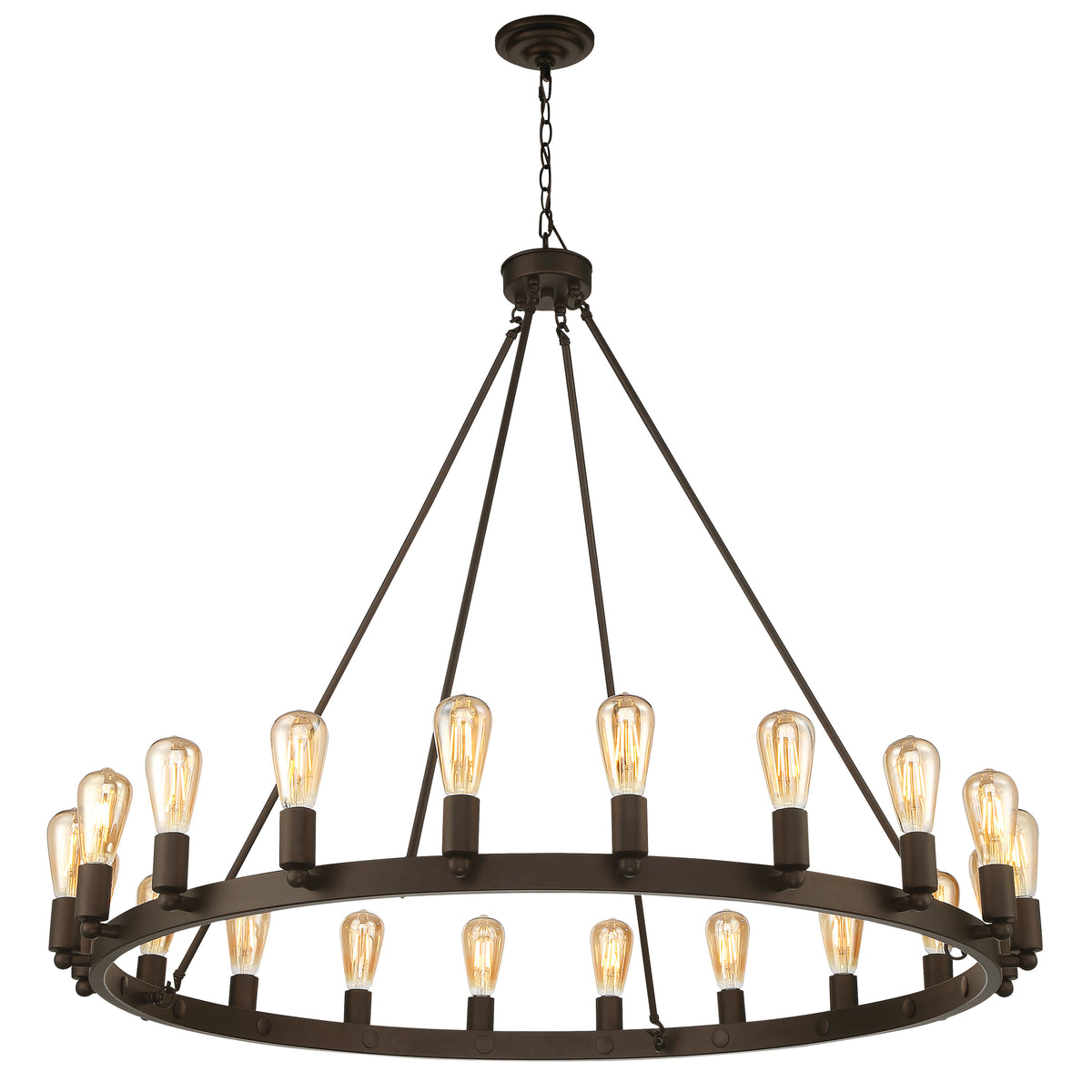 20 - Light Candle Style Wagon Wheel Chandelier MLT6220LT-ORB-BD