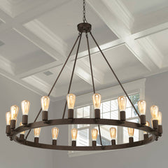 20 - Light Candle Style Wagon Wheel Chandelier MLT6220LT-ORB-BD