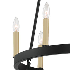 26 - Light Candle Style Wagon Wheel Chandelier MLT9126LT-BK-BD