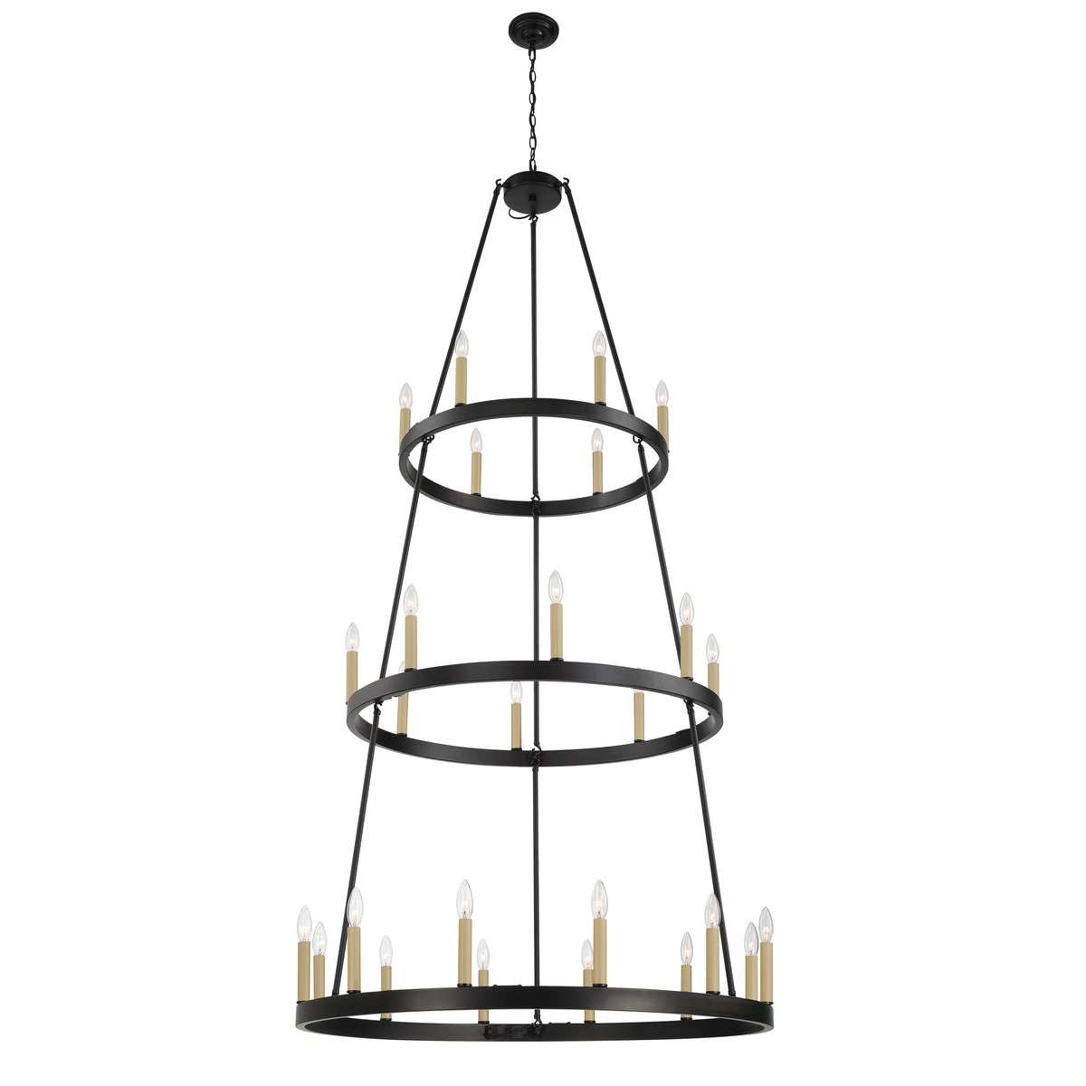 26 - Light Candle Style Wagon Wheel Chandelier MLT9126LT-BK-BD