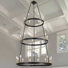 26 - Light Candle Style Wagon Wheel Chandelier MLT9126LT-BK-BD