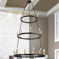 26 - Light Candle Style Wagon Wheel Chandelier MLT9126LT-BK-BD