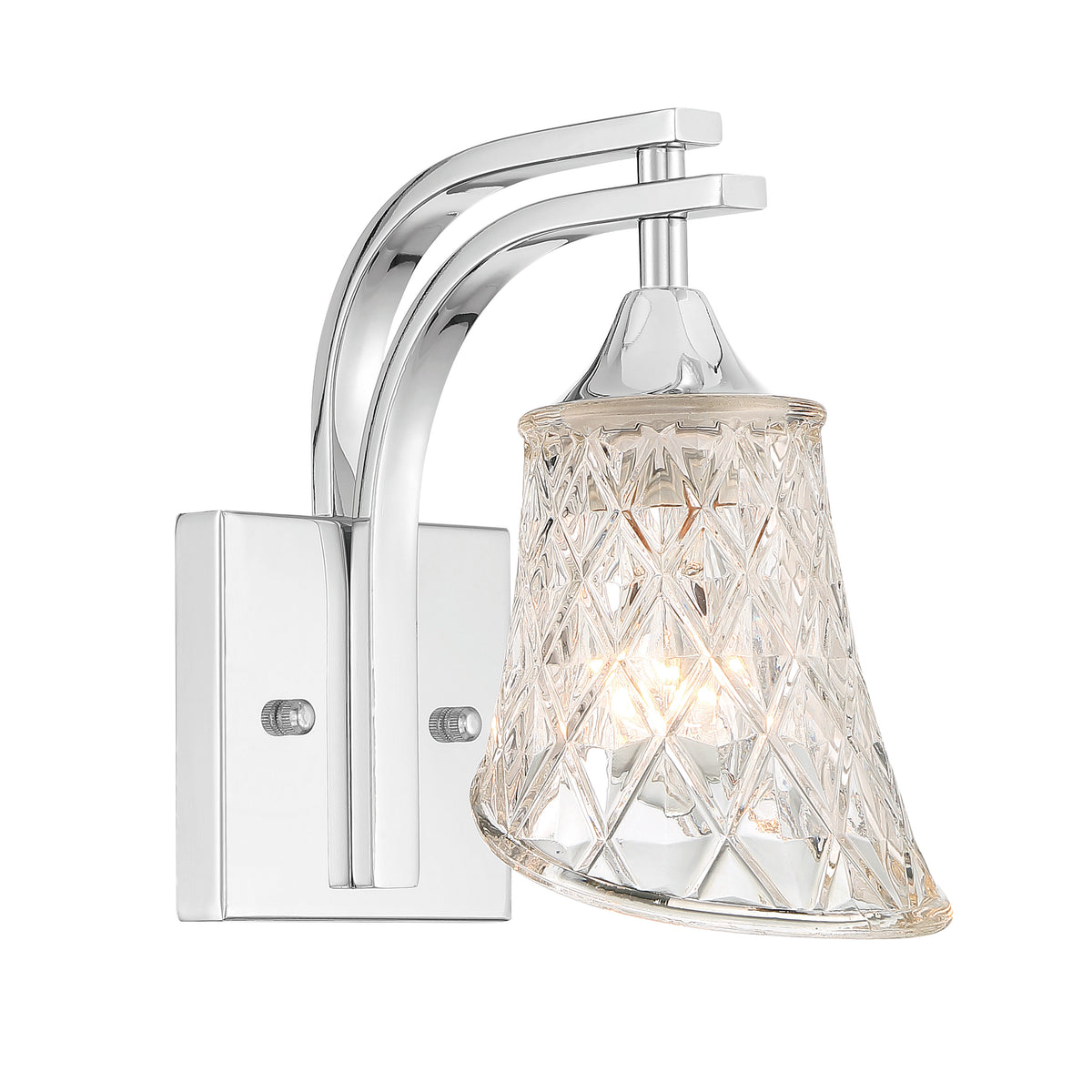 1 - Light Dimmable Polished Chrome Armed Sconce S3001CH-R03