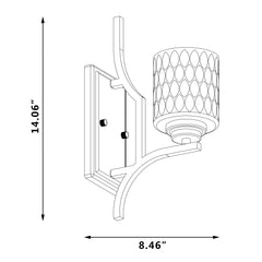 1- Light Dimmable Weathered Black Armed Sconce S4001BK-C03