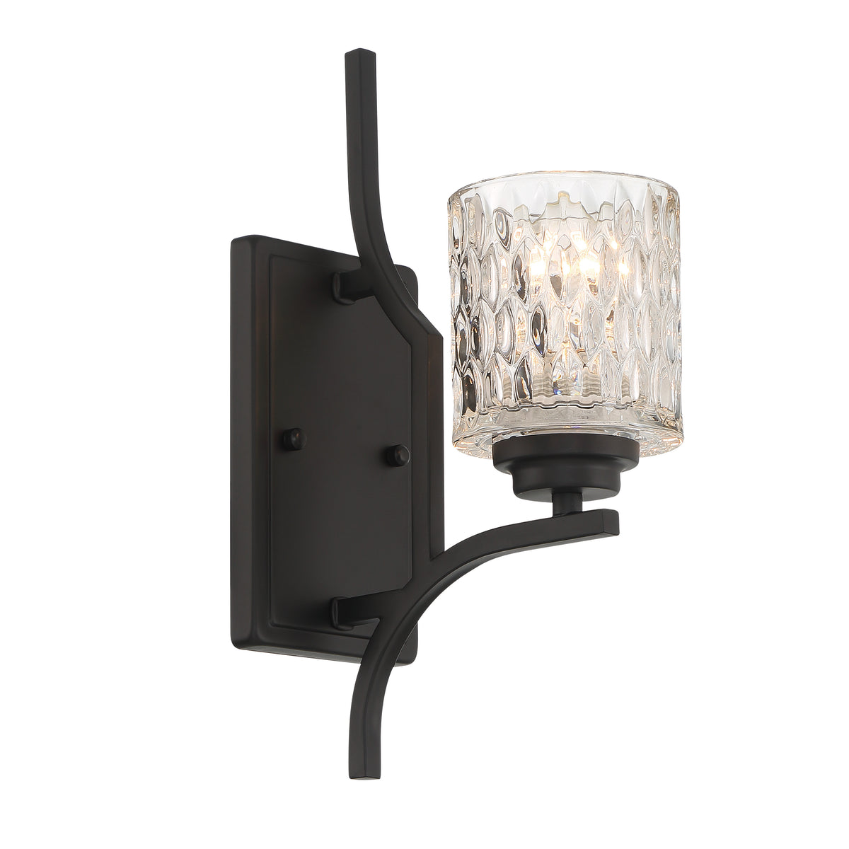 1- Light Dimmable Weathered Black Armed Sconce S4001BK-C03