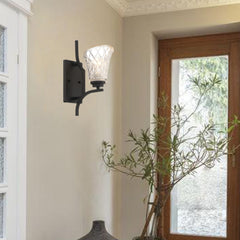 1- Light Dimmable Vintage Black Armed Sconce S4001BK-R03