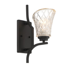 1- Light Dimmable Vintage Black Armed Sconce S4001BK-R03