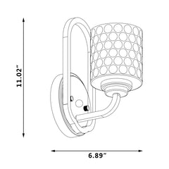 1 - Light Dimmable Armed Sconce S5001BK-C01