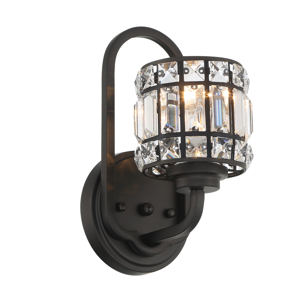 1 - Light Dimmable Matte Black Armed Sconce S5001BK-MS02