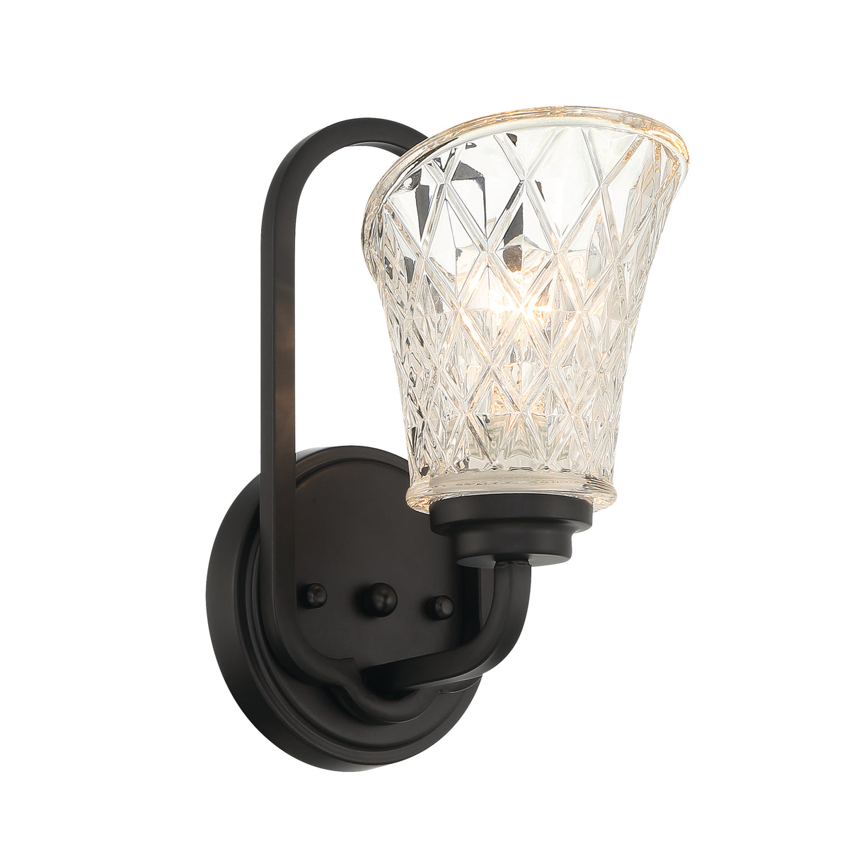 1 - Light Dimmable Black Armed Sconce S5001BK-R03