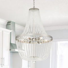 6 - Light Unique Empire Chandelier with Beaded Accents SJB80706AS