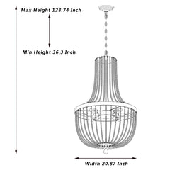 6 - Light Unique Empire Chandelier with Beaded Accents SJB80706AS