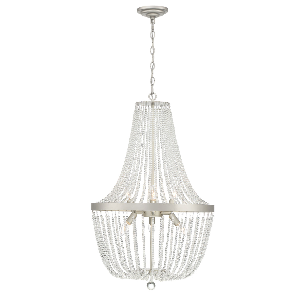 6 - Light Unique Empire Chandelier with Beaded Accents SJB80706AS