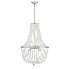 6 - Light Unique Empire Chandelier with Beaded Accents SJB80706AS