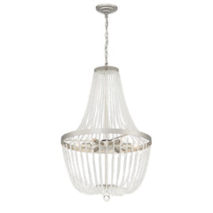 6 - Light Unique Empire Chandelier with Beaded Accents SJB80706AS