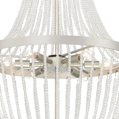 6 - Light Unique Empire Chandelier with Beaded Accents SJB80706AS