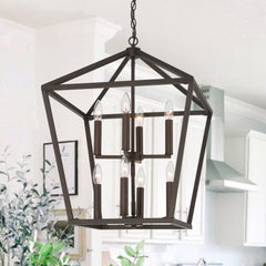 8 - Light Lantern Geometric Chandelier SJS10308ORB