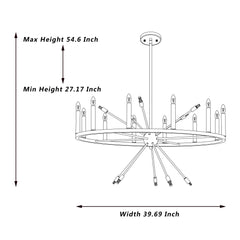 22 - Light Candle Style Wagon Wheel Chandelier SJS90922BK