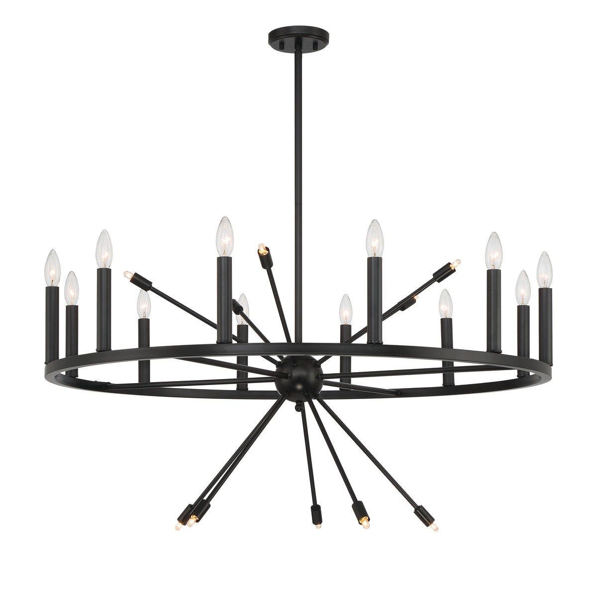 22 - Light Candle Style Wagon Wheel Chandelier SJS90922BK