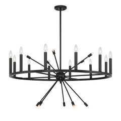 22 - Light Candle Style Wagon Wheel Chandelier SJS90922BK