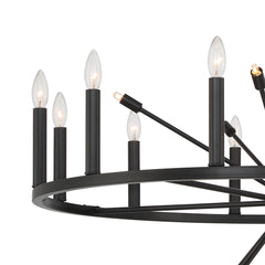 22 - Light Candle Style Wagon Wheel Chandelier SJS90922BK