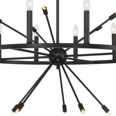 22 - Light Candle Style Wagon Wheel Chandelier SJS90922BK